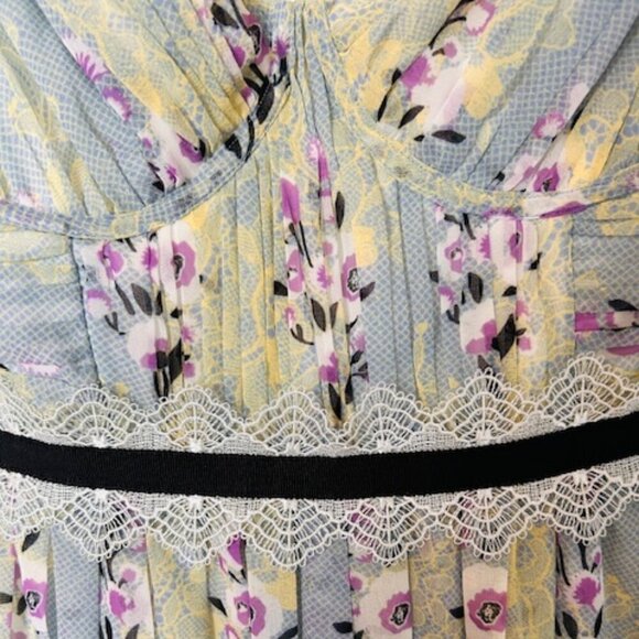 NWT Self-Portrait Floral Lace Chiffon Mini Dress | Mint | US 8 / UK 12 - Picture 10 of 12